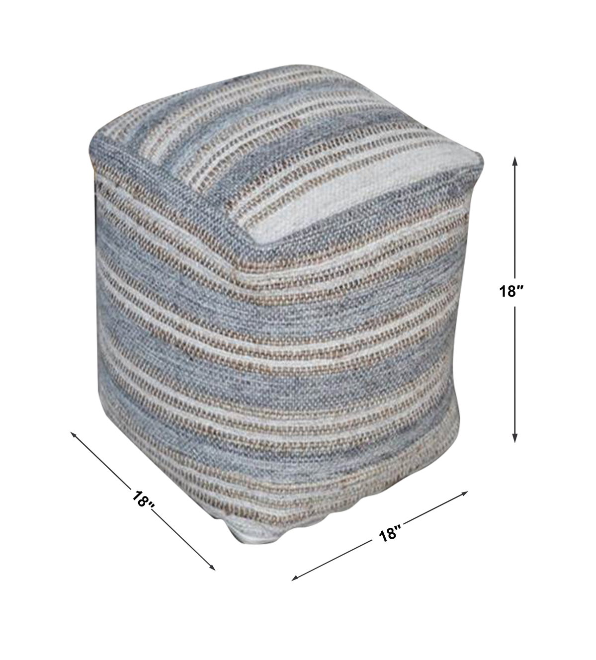 Mesick Handwoven Gray Pouf, Ottoman by Uttermost, 18" width x 18" height x 18" depth View 3