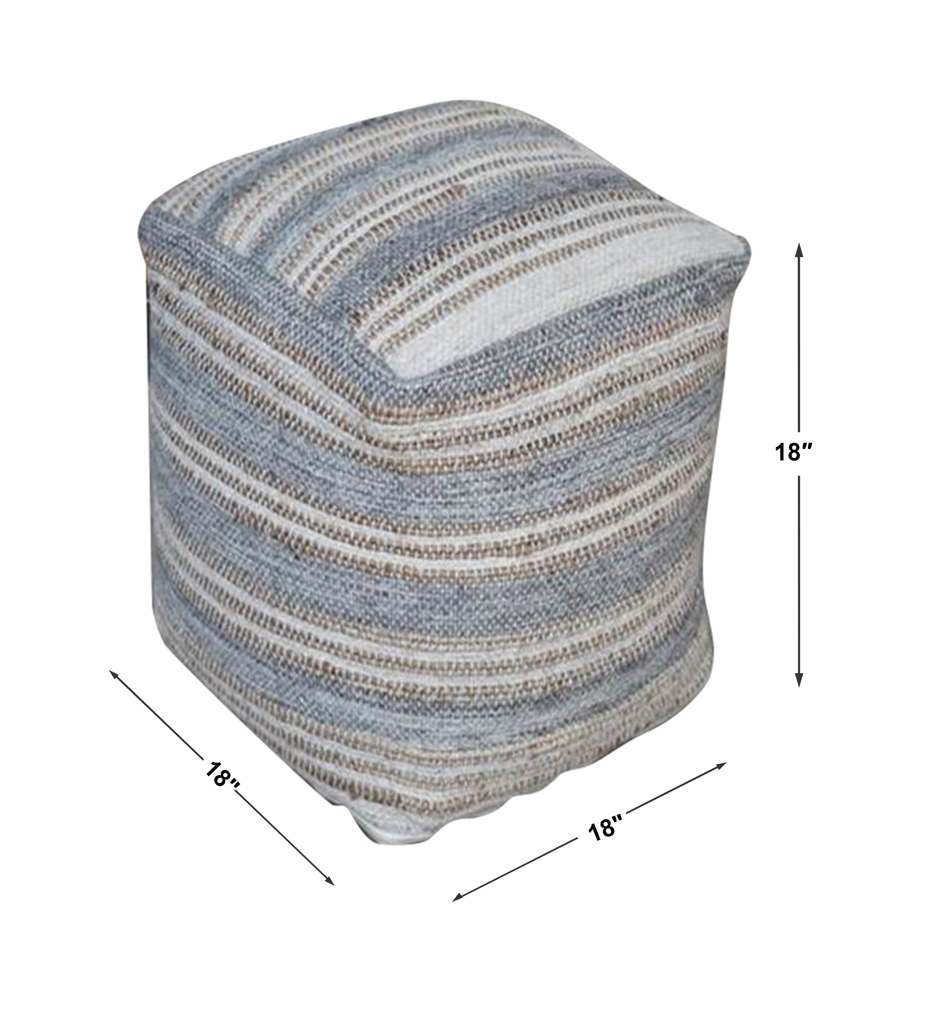 Mesick Handwoven Gray Pouf large image 