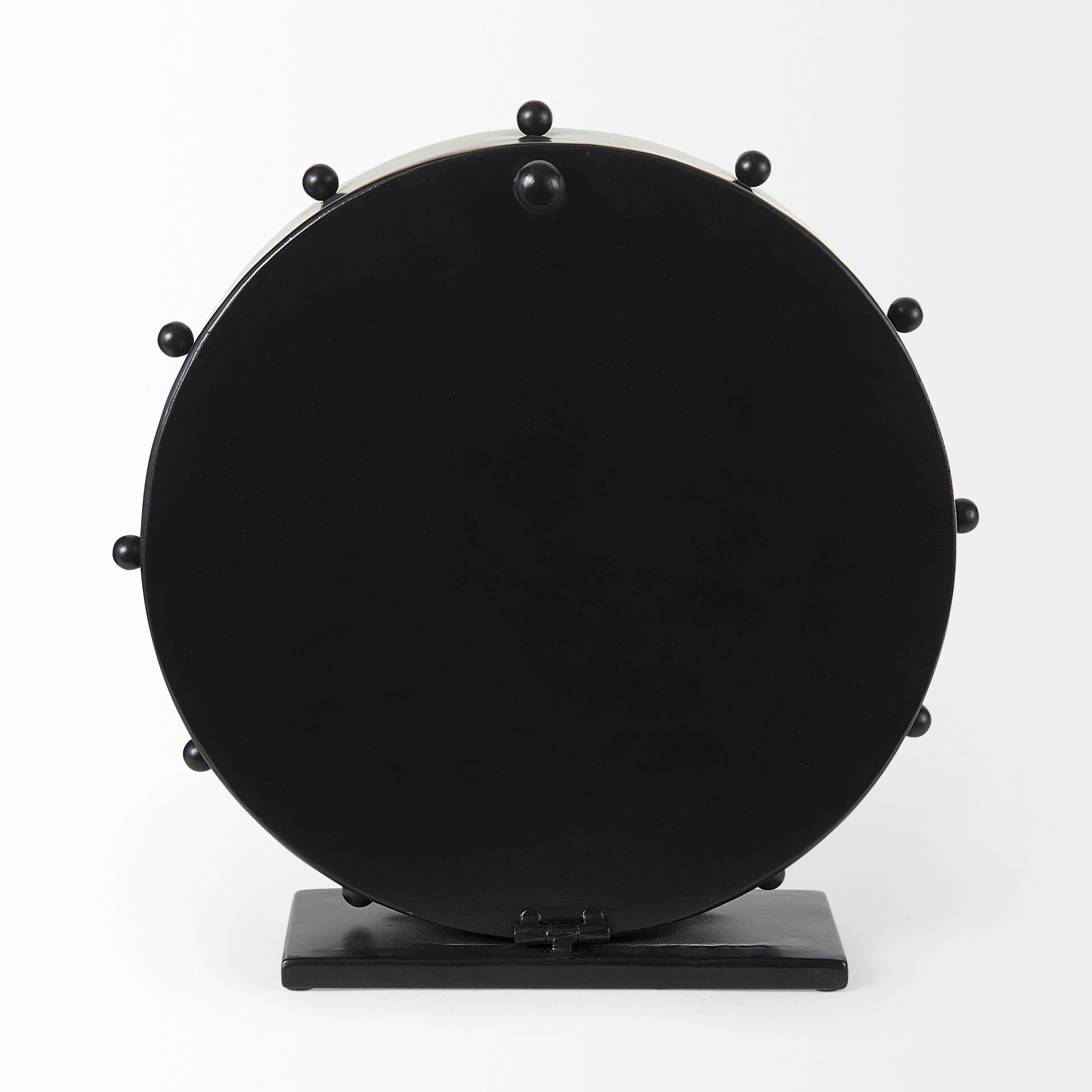 Marian  Black Studded Round Table Clock, by Mercana, 11.02" length x 3.15" width x 11.02" height View 8