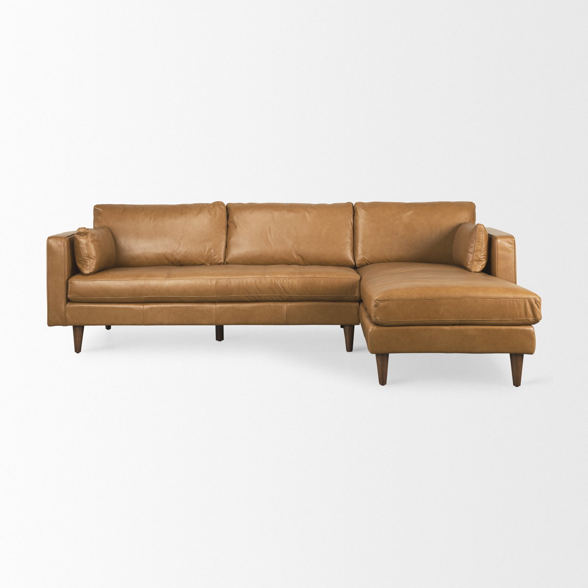Elton 111.4L x 68.1W x 34.3H Tan Leather Right Chaise Sectional, Sectional Sofa by Mercana, 68.11" length x 34.25" width x 111.42" height View 3