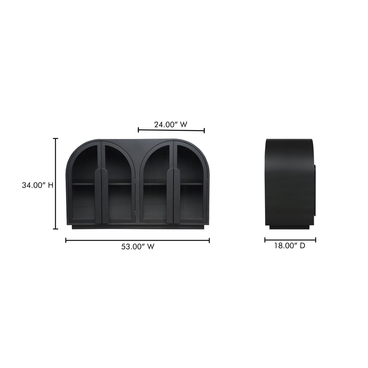 Salone Cabinet Black, Cabinets & Sideboard by Moe's Home, 53" width x 34" height x 18" depth View 13