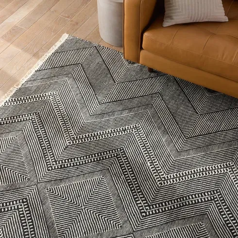 Galexia Handmade Tribal Black/ Cream Area Rug (8