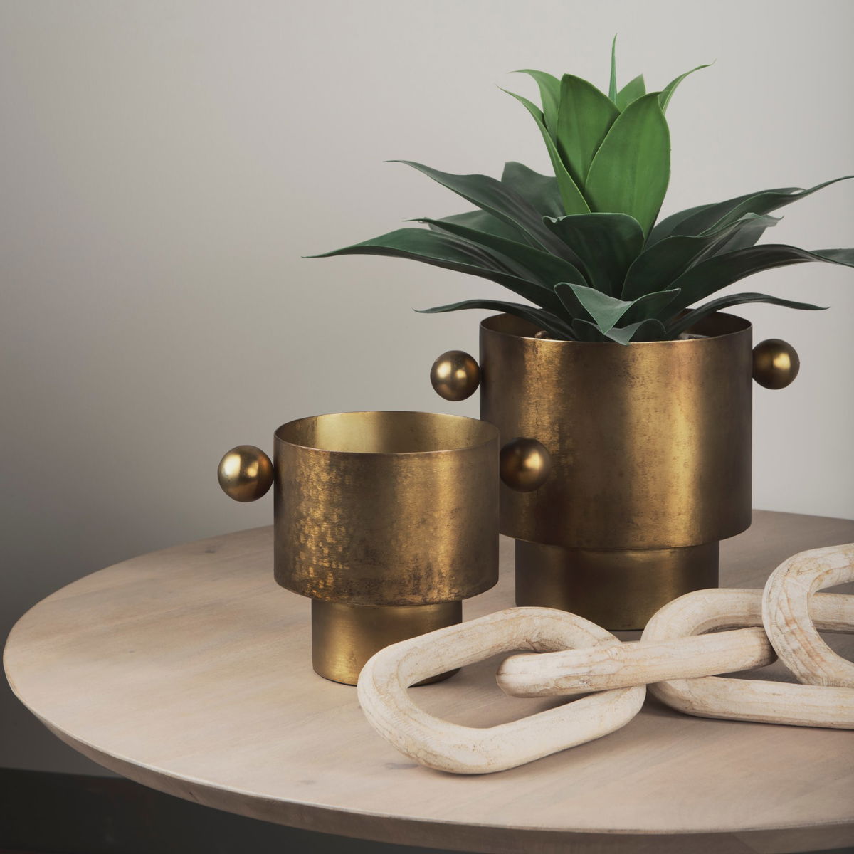 Juno 6.5H Medium Gold Iron Medium Vase, by Mercana, 8.5" length x 6" width x 6.5" height View 2