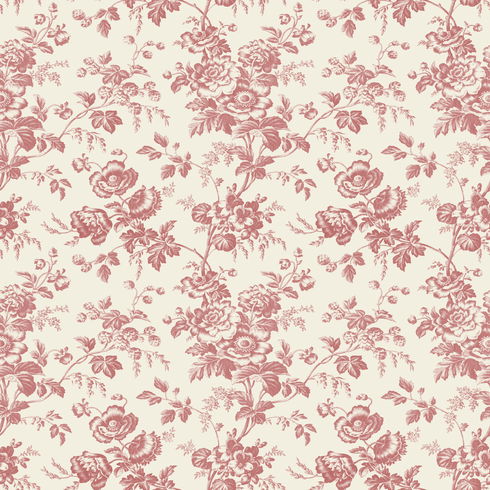 Anemone Toile French Red Wallpaper