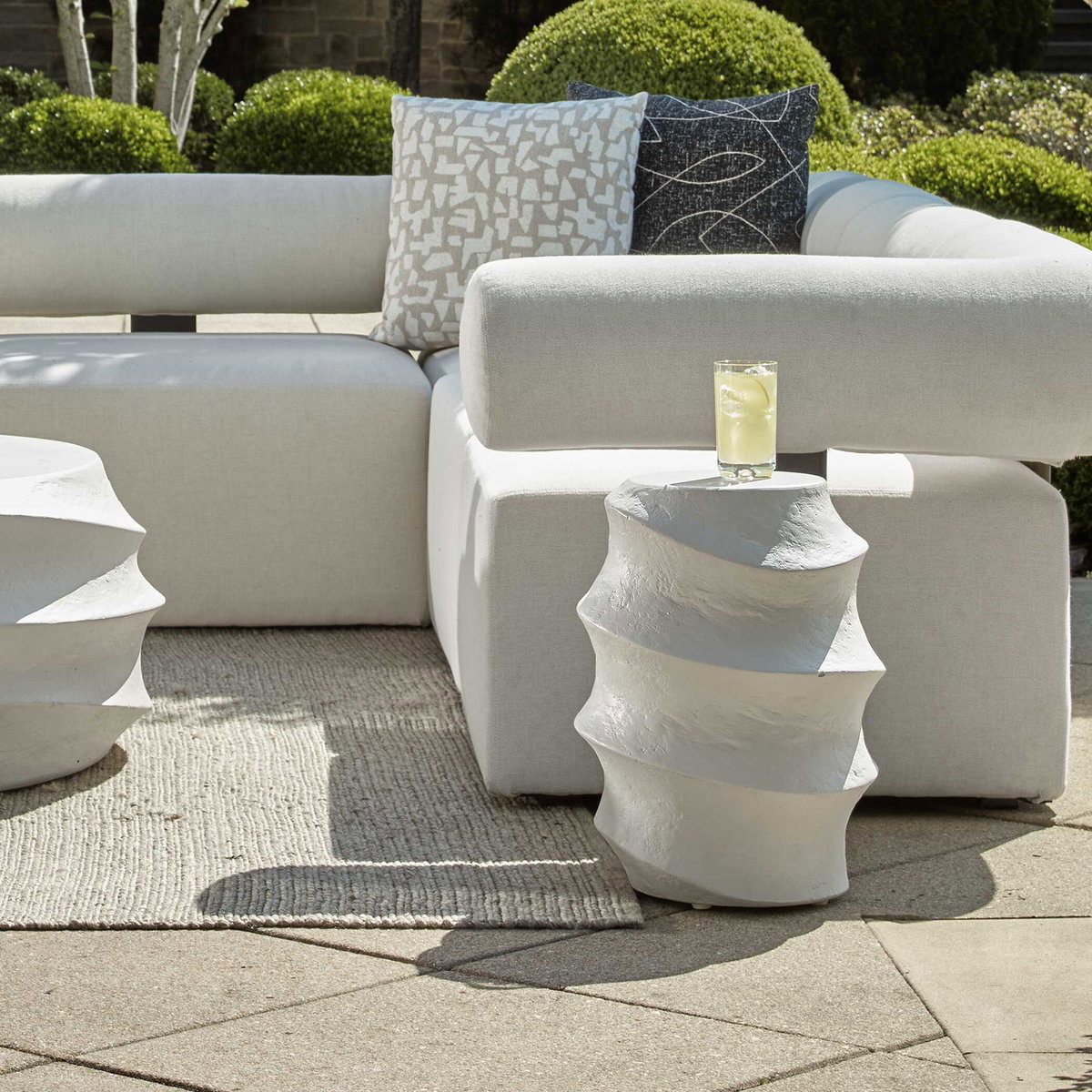 Winded Outdoor White Accent Table, Outdoor Table by Uttermost, 1'2.5" width x 1'8" height x 1'2.5" depth View 2