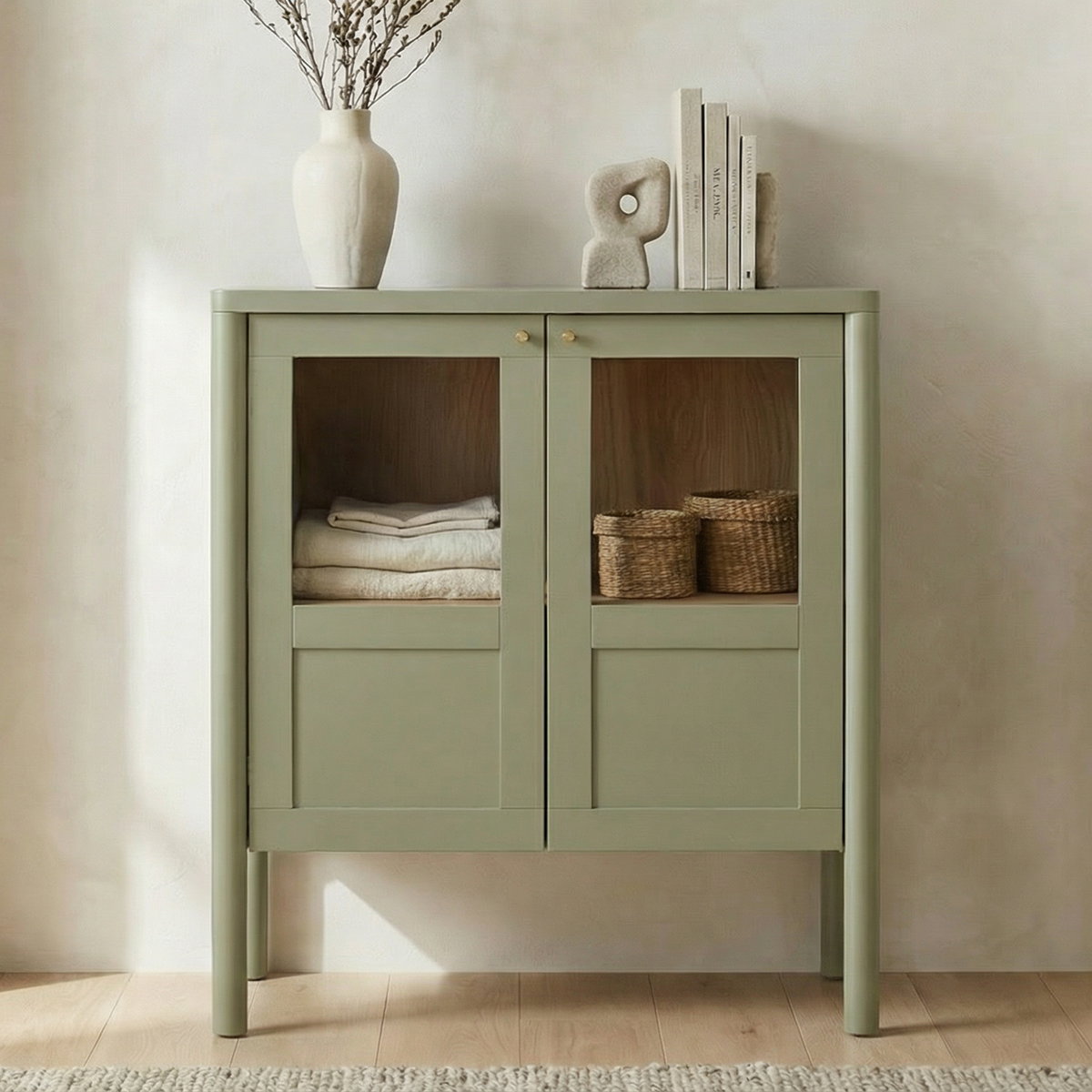 Hannah Cabinet Green, Cabinets & Sideboard by Moe's Home, 35" width x 41.3" height x 16.9" depth View 8