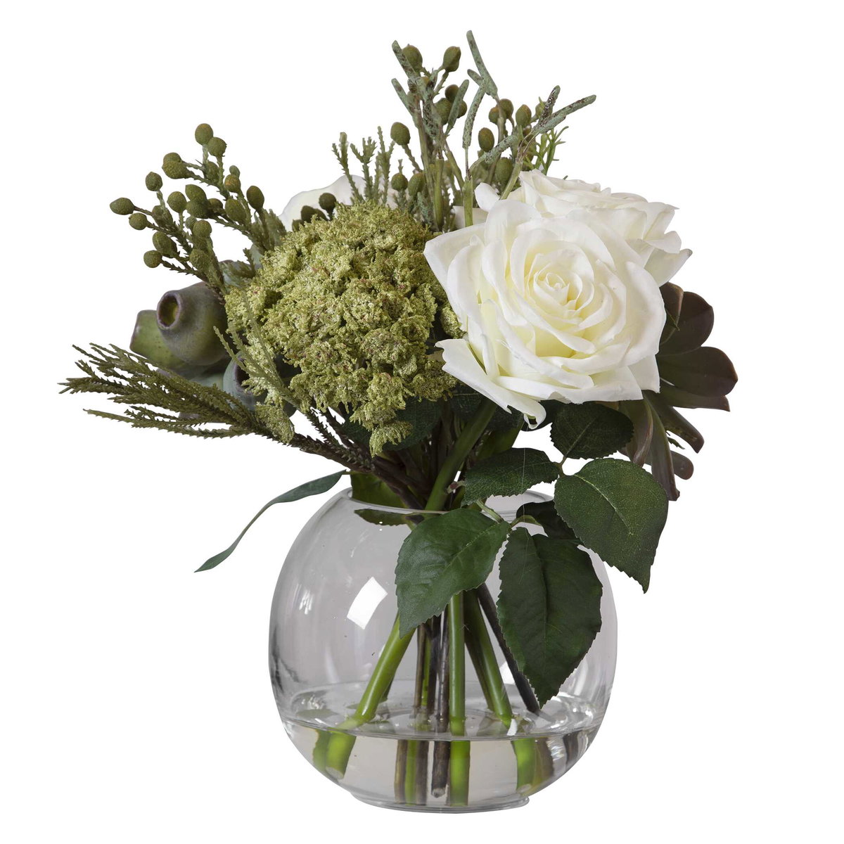 Belmonte Floral Bouquet & Vase, Artificial Plants & Flower by Uttermost, 14" width x 13" height x 12" depth View 3