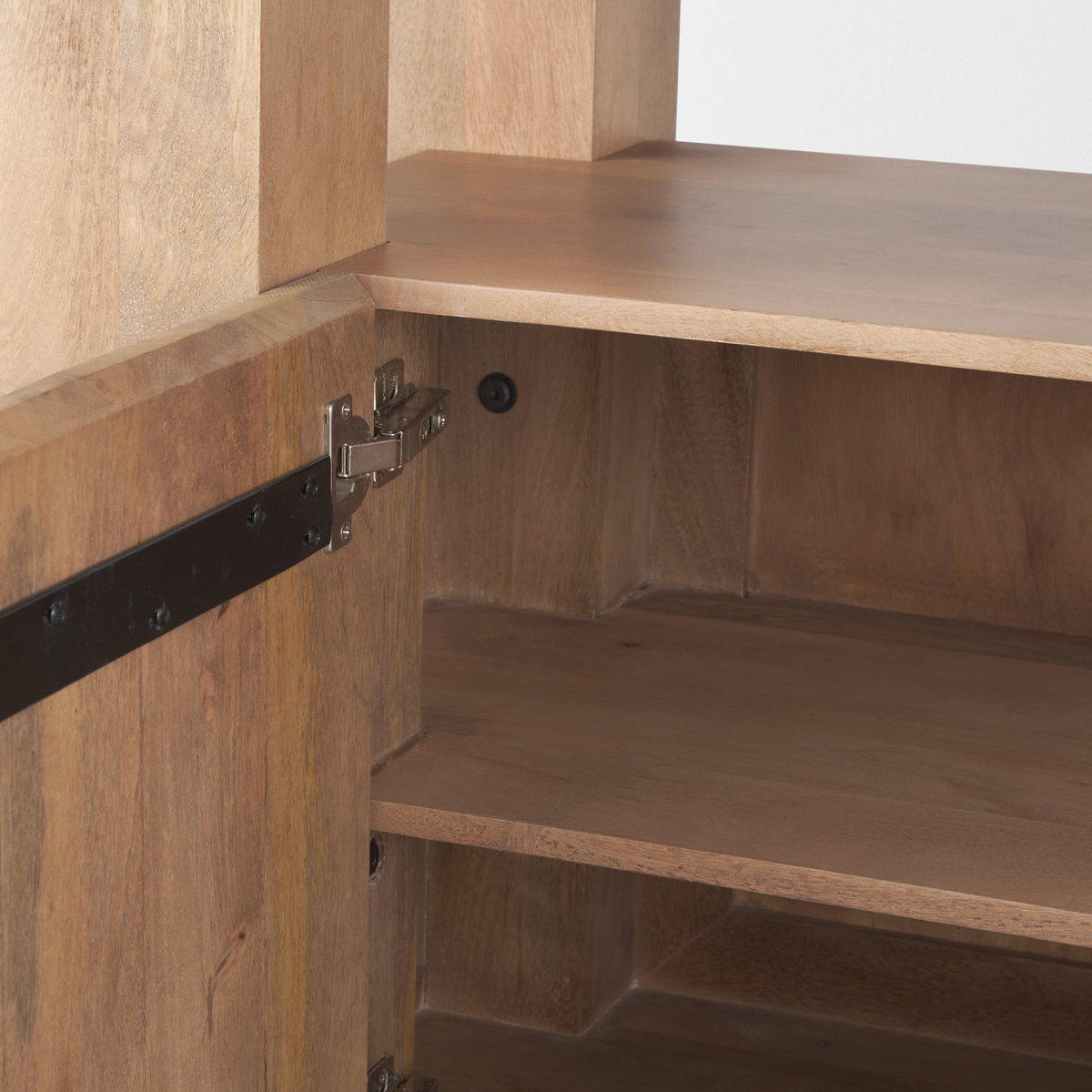 Beth Light Brown Wood with Open and Closed Storage Shelving Unit, Shelving & Bookcase by Mercana, 42" length x 20" width x 82" height View 14