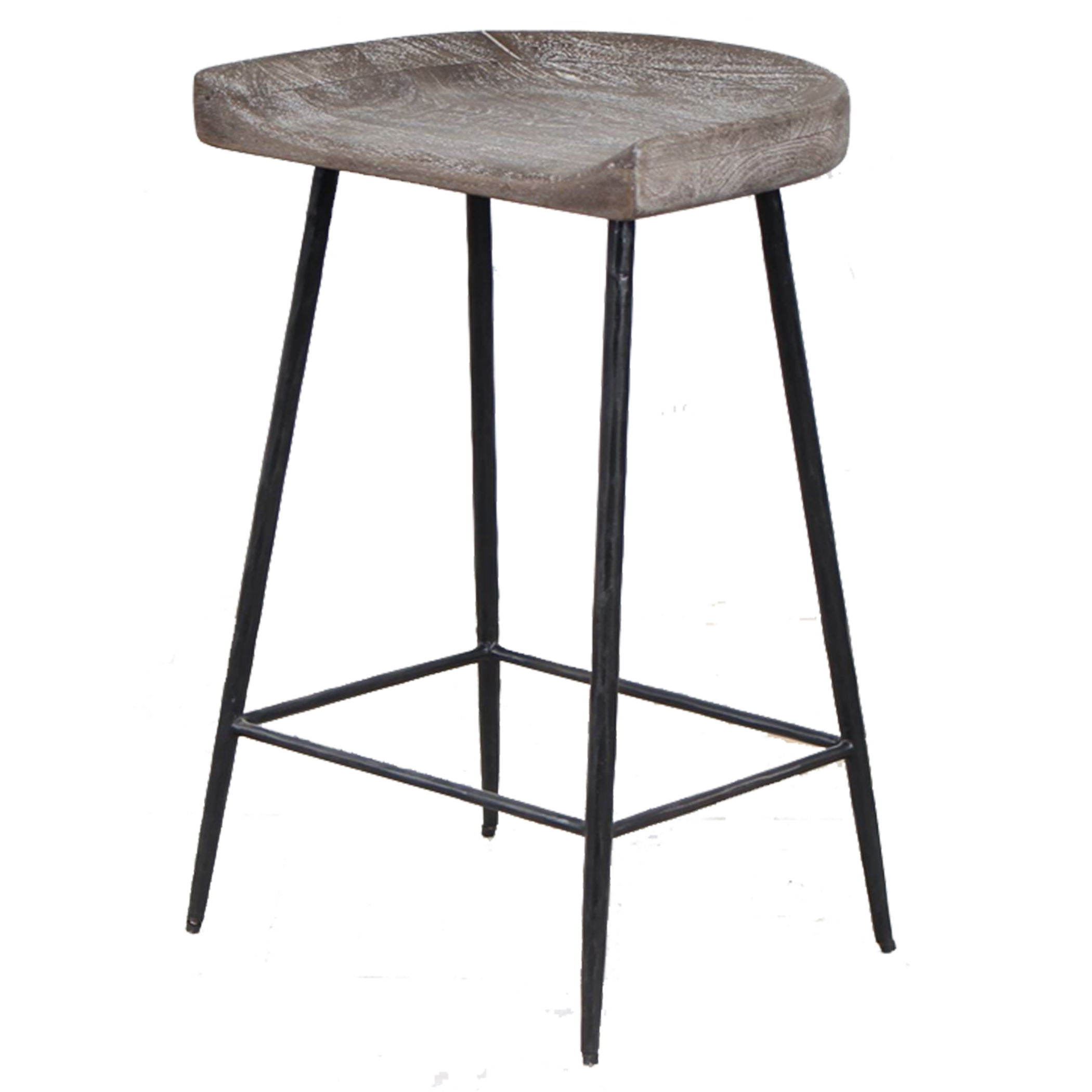Cordova Carved Wood Counter Stool, Furniture by Uttermost, 17" width x 26.5" height x 14" depth View 1