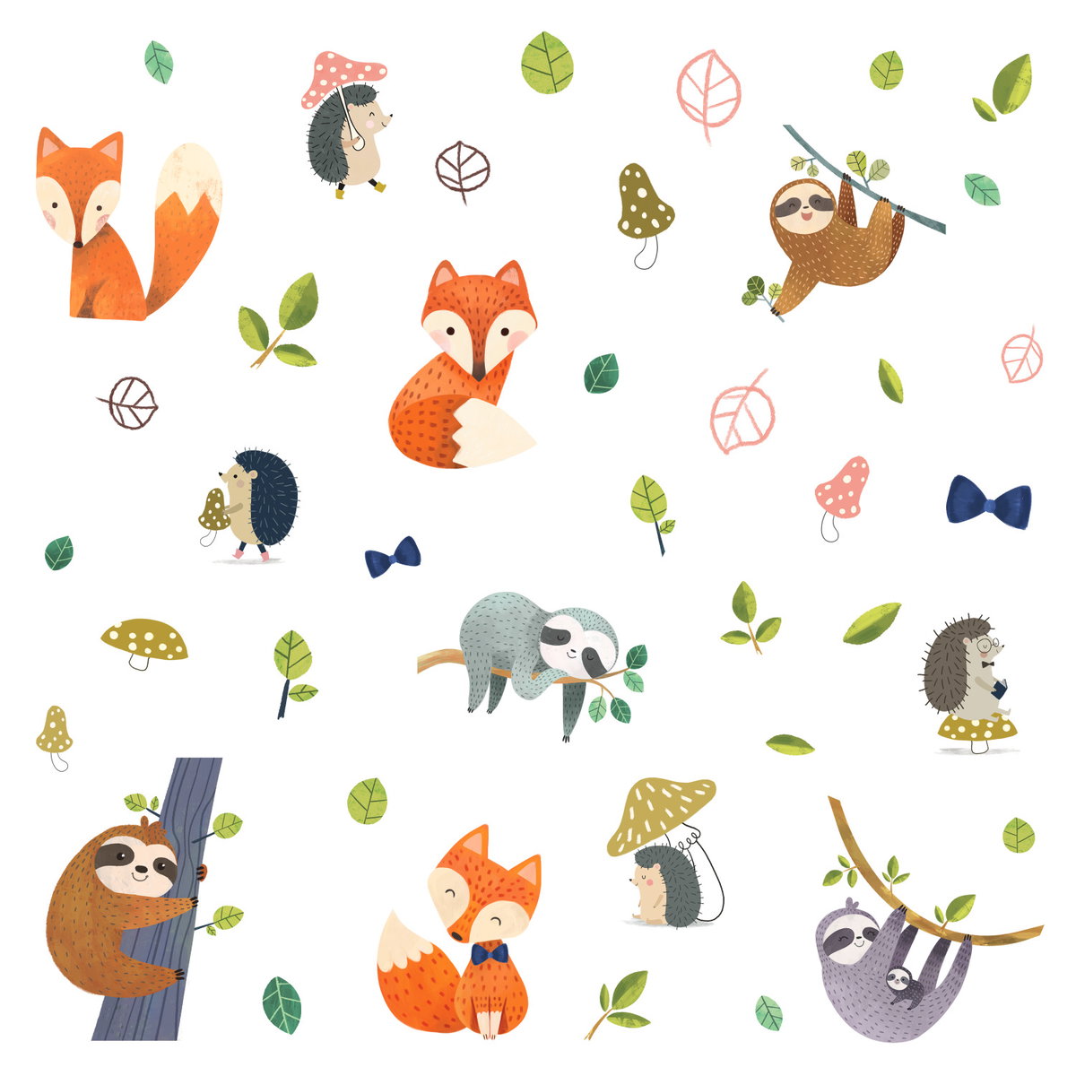 Forest Friends Wall Decals, by York Wall, 1'4.8" length x 9" width x 0.76" depth