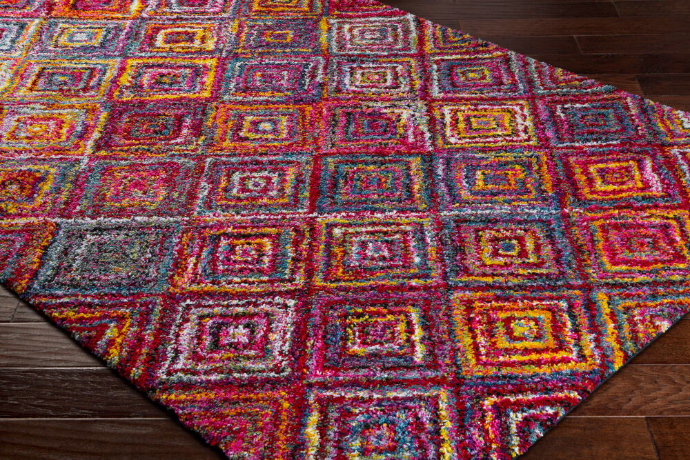 Rainbow Shag Machine Woven Rug large image 