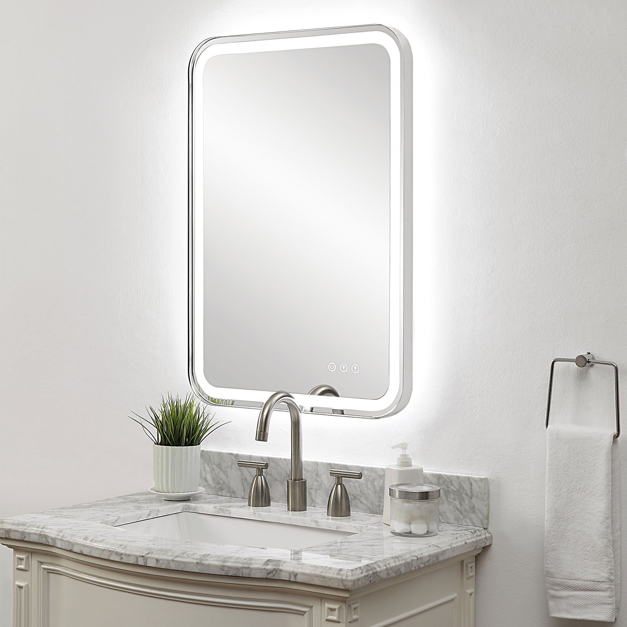 Crofton Lighted Nickel Vanity Mirror large image 