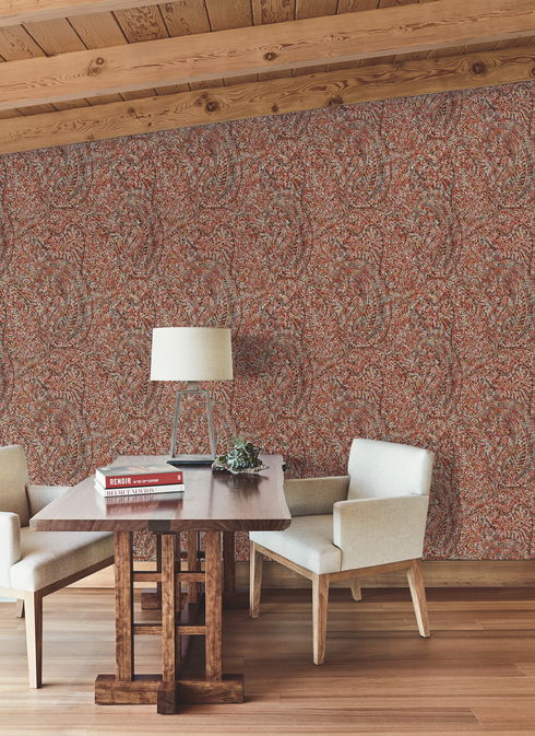 Kashmir Dreams Paisley Red Wallpaper