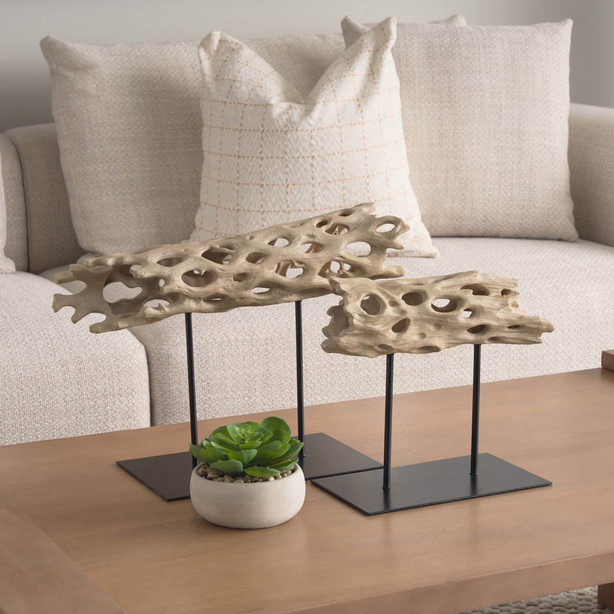 Dwell Cholla Wood Resin Decorative Object, by Mercana, 17.32" length x 7.09" width x 12.4" height View 3