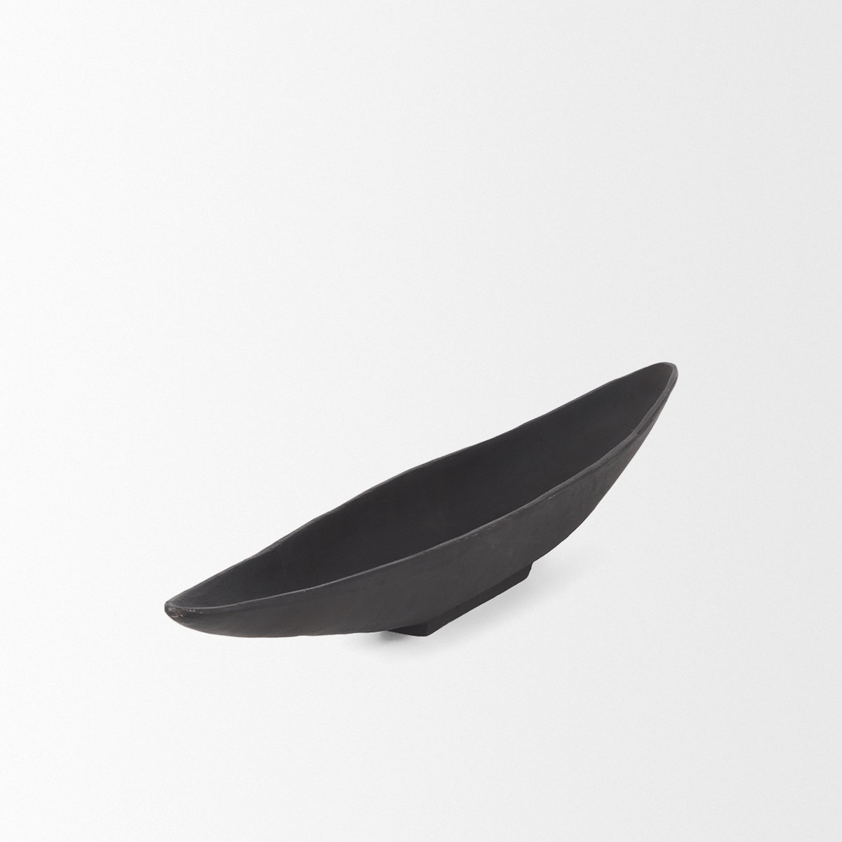 Piero Small Matte Black Metal Decorative Bowl, by Mercana, 31.5" length x 5" width x 4" height View 6