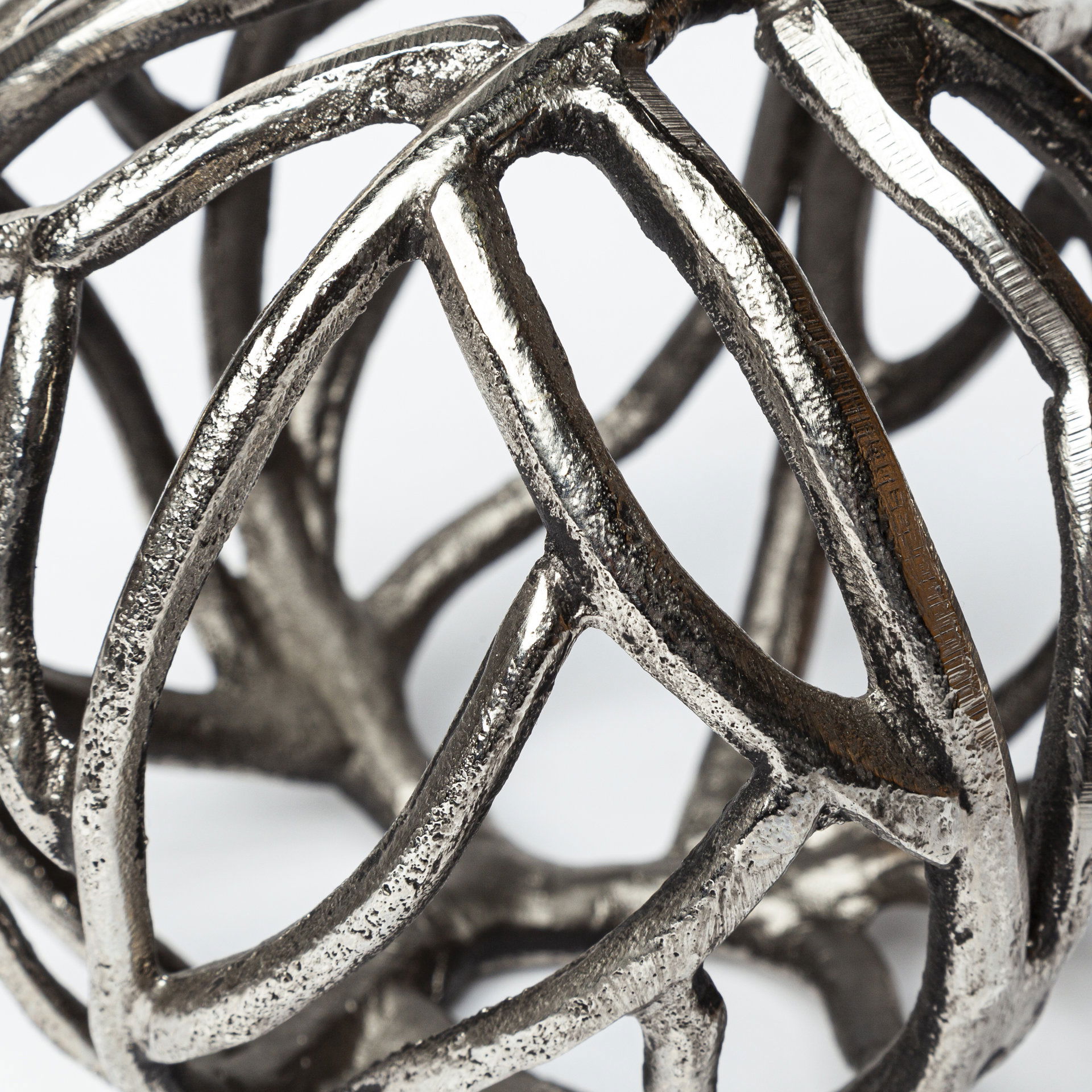 Sphaira II Large 7L x 7W Silver Cast Aluminum Decorative Tree Branch Orb large image 