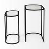Celine 24.2 L x 12.6 W x 22.4 H Set of Two Black/Silver Metal and Glass Nesting Accent Tables, Side & End Table by Mercana, 24.21" length x 12.6" width x 22.44" height thumbnail 7