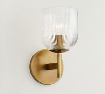 Online Designer Kitchen Cooper Ribbed Glass Sconce (9")