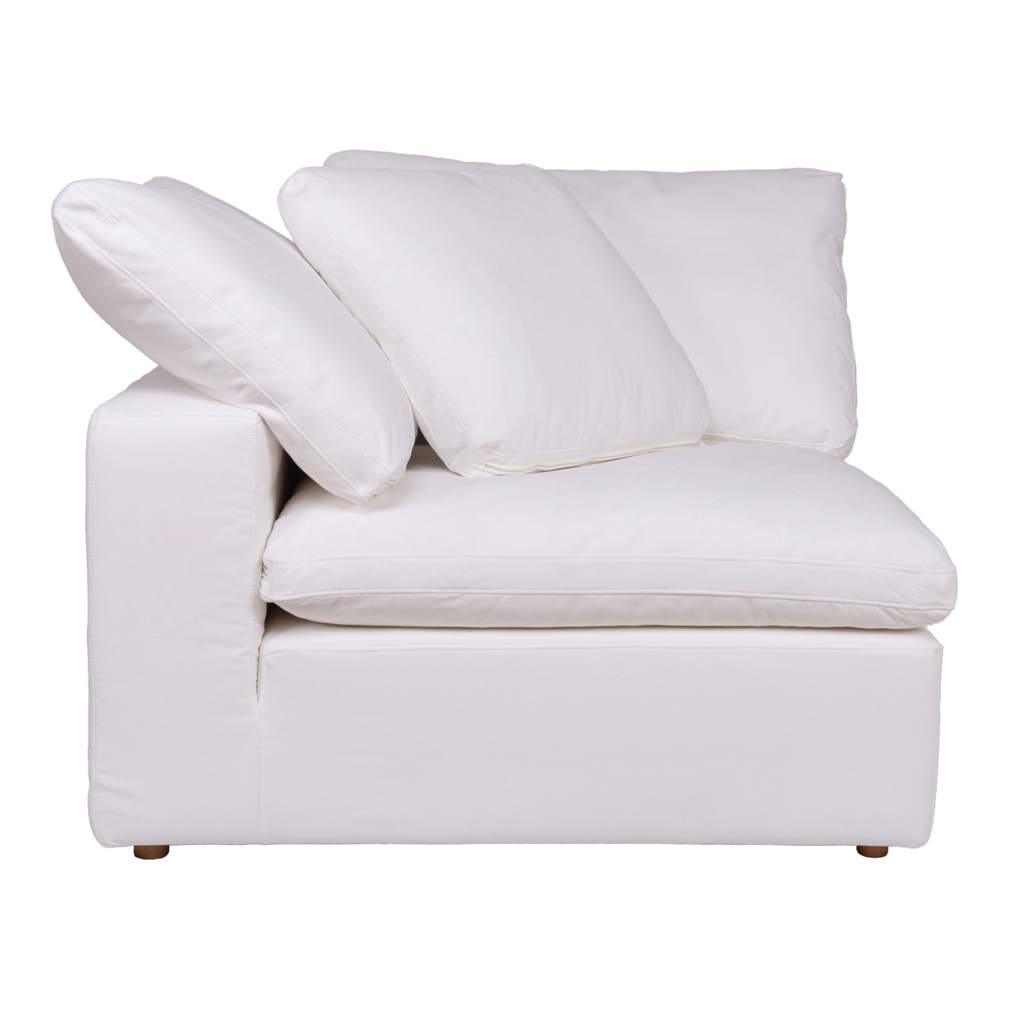 Clay Corner Chair Cream White, Sectional Sofa by Moe's Home, 44.5" width x 32.5" height x 44.5" depth View 3