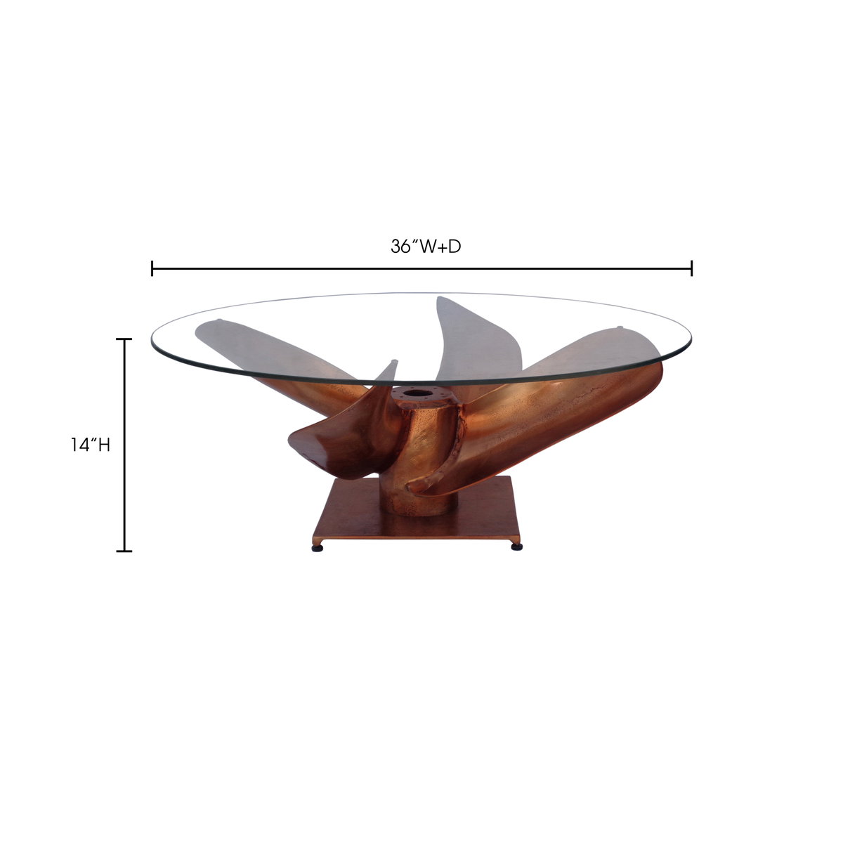 Archimedes Coffee Table Copper, by Moe's Home, 35.5" width x 14" height x 35.5" depth View 5