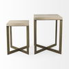 Faye (Set of 2) 19L x 19W x 26H Beige Finished Wood with Gold Metal Base Accent Tables, Side & End Table by Mercana, 19" length x 19" width x 26" height thumbnail 8