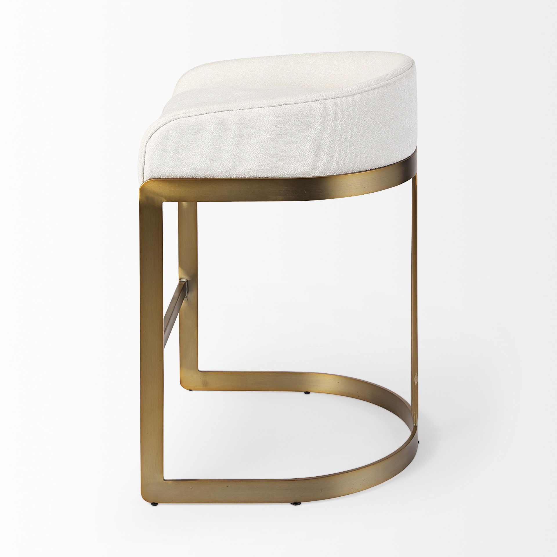 Hollyfield II Cream Fabric Seat with Gold Metal Base Counter Stool, Counter & Bar Stool by Mercana, 20.5" length x 19.7" width x 28.7" height View 6