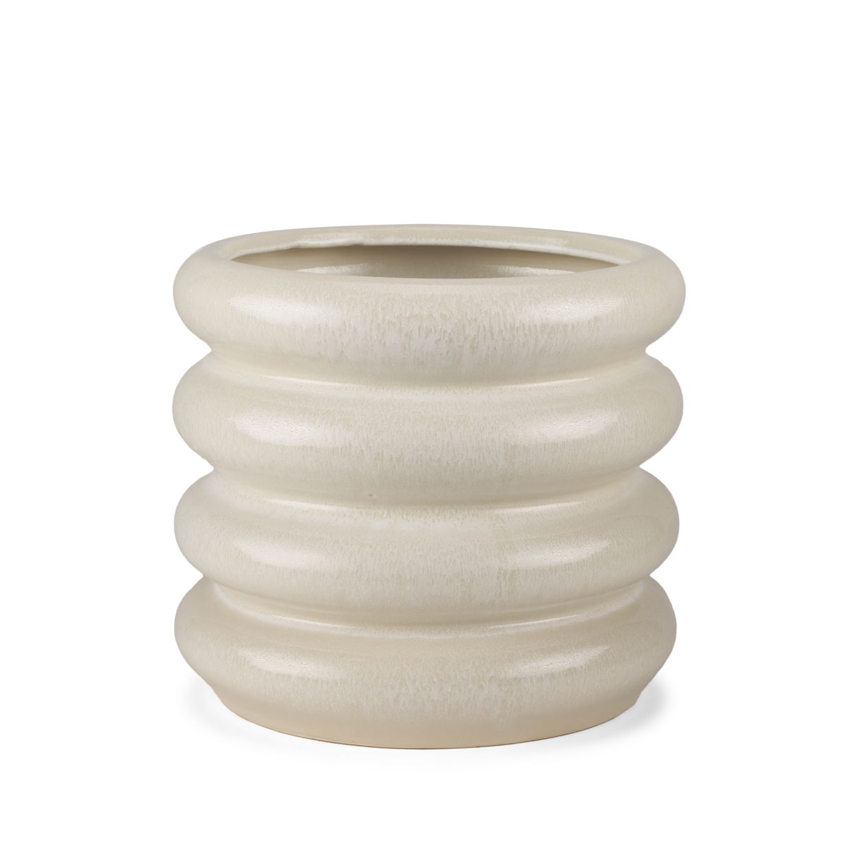 Twyla Short Cream Glazed Floor Vase, by Mercana, 12.8" length x 12.6" width x 11.81" height View 1