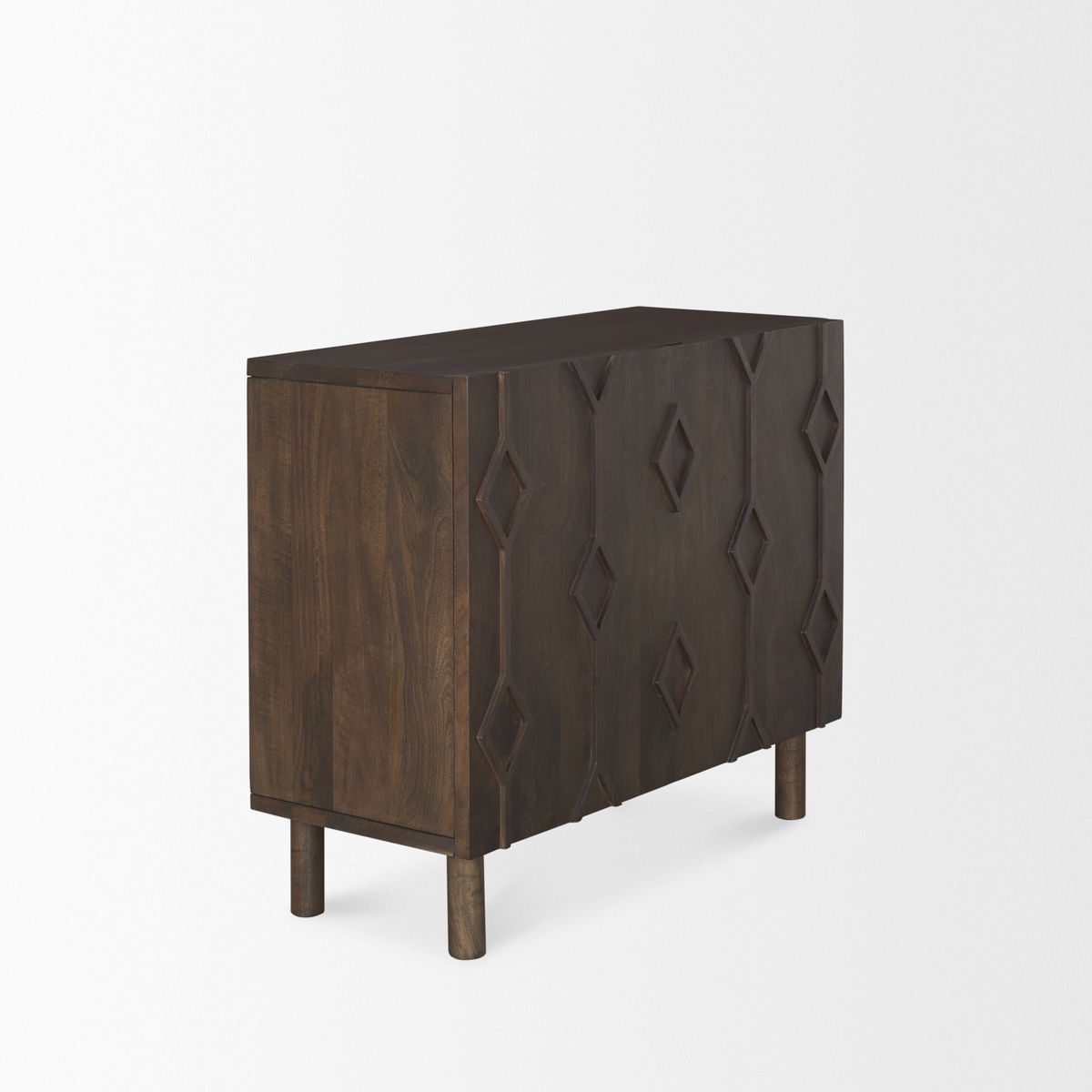 Heera Dark Brown Diamond Motif with Shelf Accent Cabinet, Cabinets & Chest by Mercana, 36" length x 16.25" width x 32" height View 7