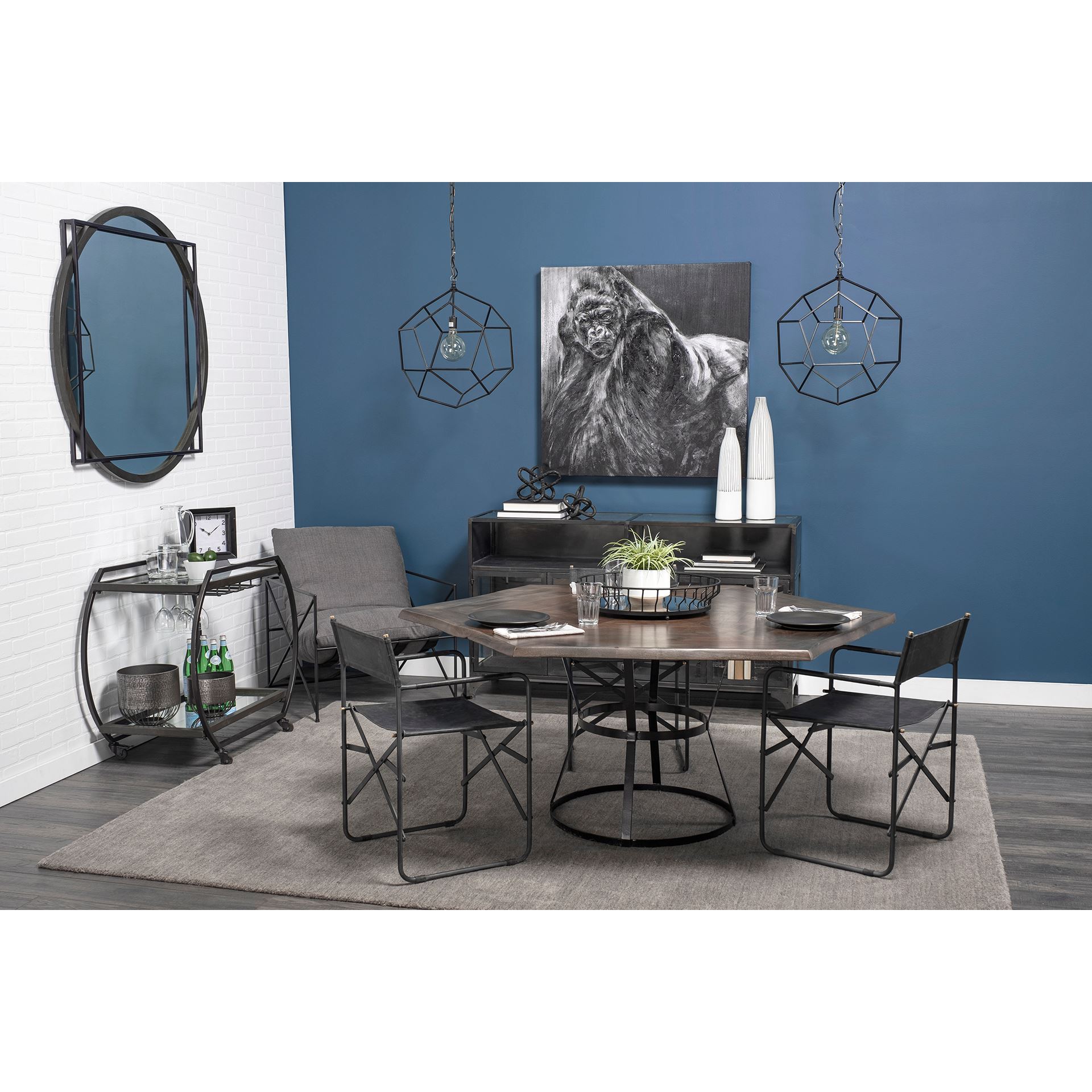 Chriselle Black Metal And Glass Two Tier Bar Cart, Bar Carts & Cabinet by Mercana, 38" length x 18.5" width x 32.5" height View 2