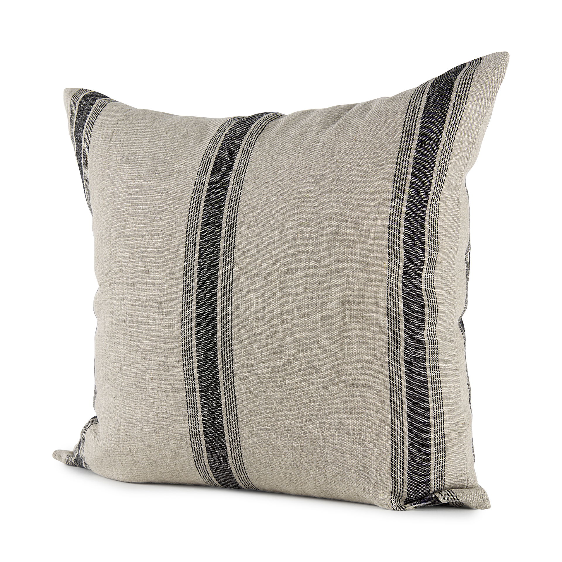 Hattie 20L x 20W Beige and Black Fabric Striped Decorative Pillow Cover, by Mercana, 20" length x 20" width x 0.2" height View 1