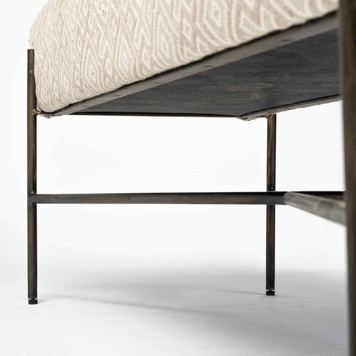 Avery II 55L x 17W Off White Upholstered Seat With Metal Base Accent Bench, Benche by Mercana, 55" length x 17" width x 18" height View 10