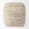 Ekani  Cream/Beige Cotton Pouf, Ottoman by Mercana, 16" length x 16" width x 16" height thumbnail 4