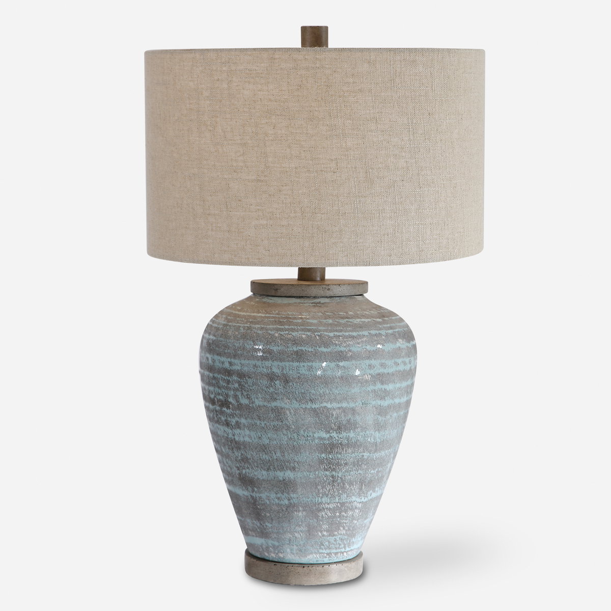 Pelia Light Aqua Table Lamp, by Uttermost, 1'5" width x 2'3.5" height x 1'5" depth View 1