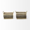 Nia  Set of 2 Light Brown Seagrass Rectangular Basket with Handles, Bins & Basket by Mercana, 18.5" length x 13.39" width x 14.57" height thumbnail 2