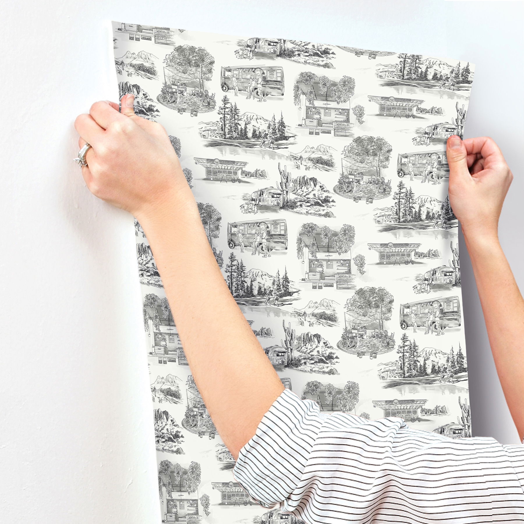 Modern Vista Toile Black Wallpaper large image 