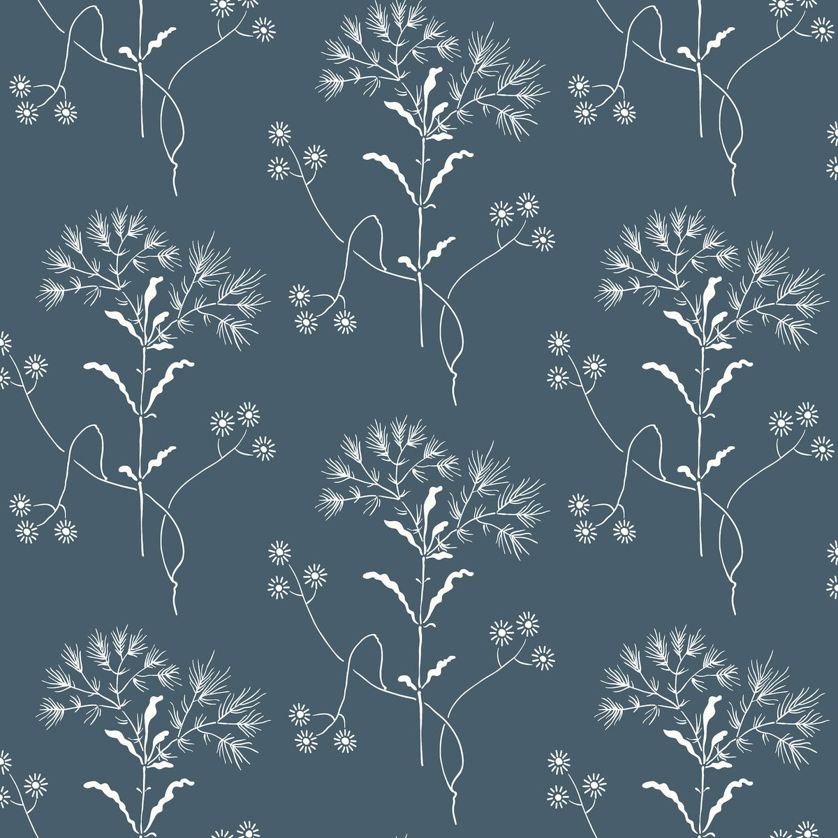 Magnolia Home Wildflower White & Blue Peel & Stick Wallpaper, by York Wall, 20' length x 1'8.5" width x 0.02" depth
