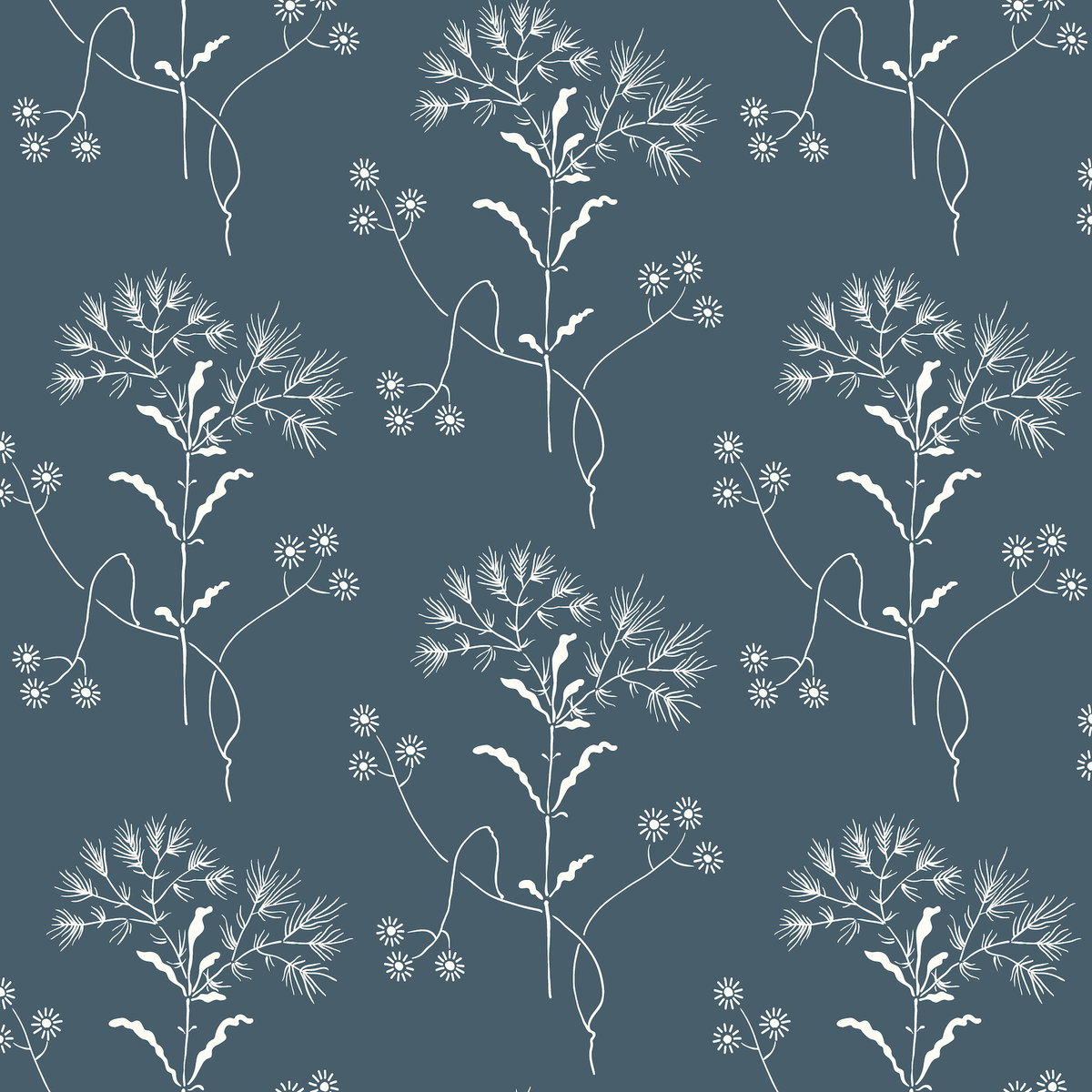 Magnolia Home Wildflower White & Blue Peel & Stick Wallpaper, by York Wall, 20' length x 1'8.5" width x 0.02" depth