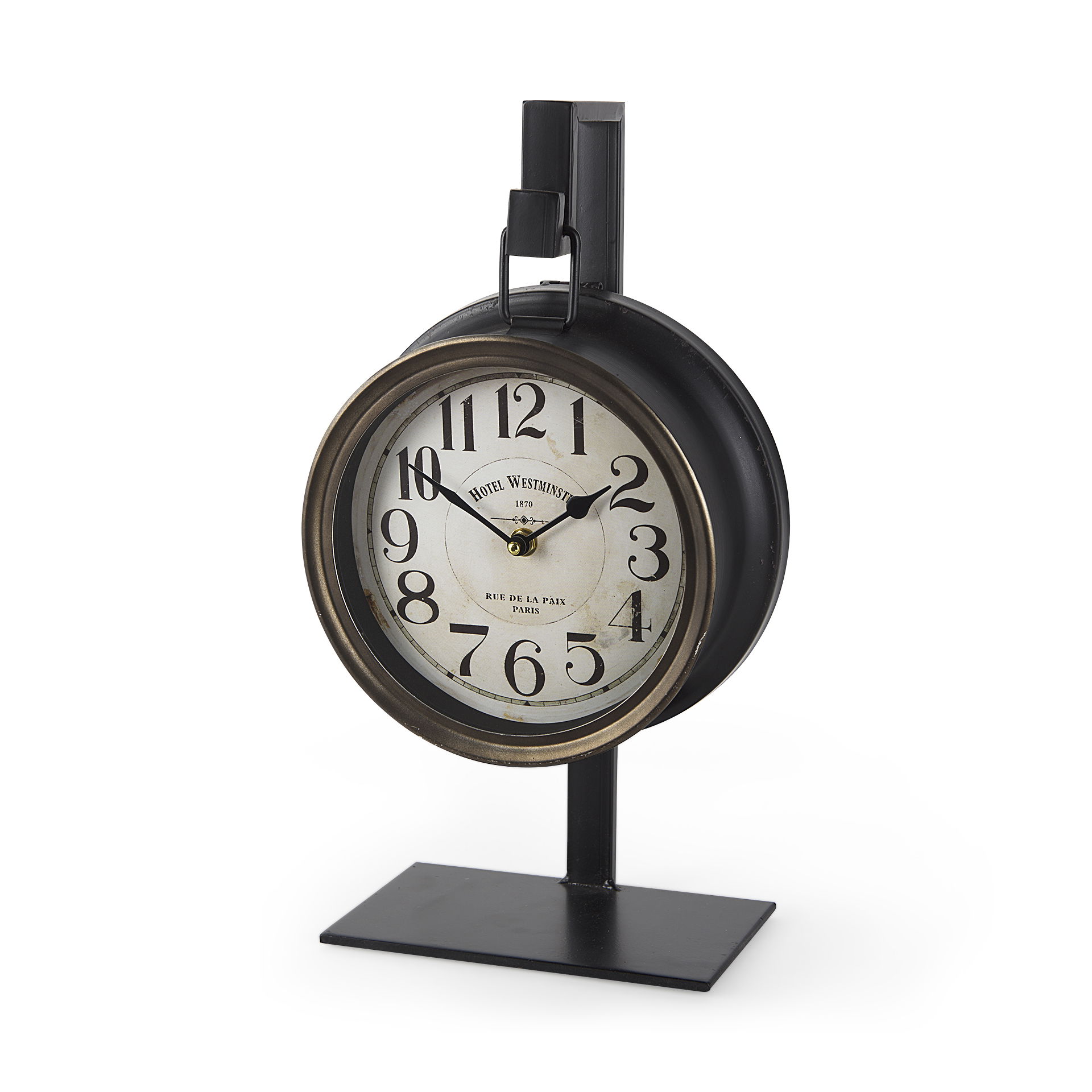 Taxz Metallic Brown Metal Hanging Table Clock, by Mercana, 9" length x 5" width x 16" height View 1