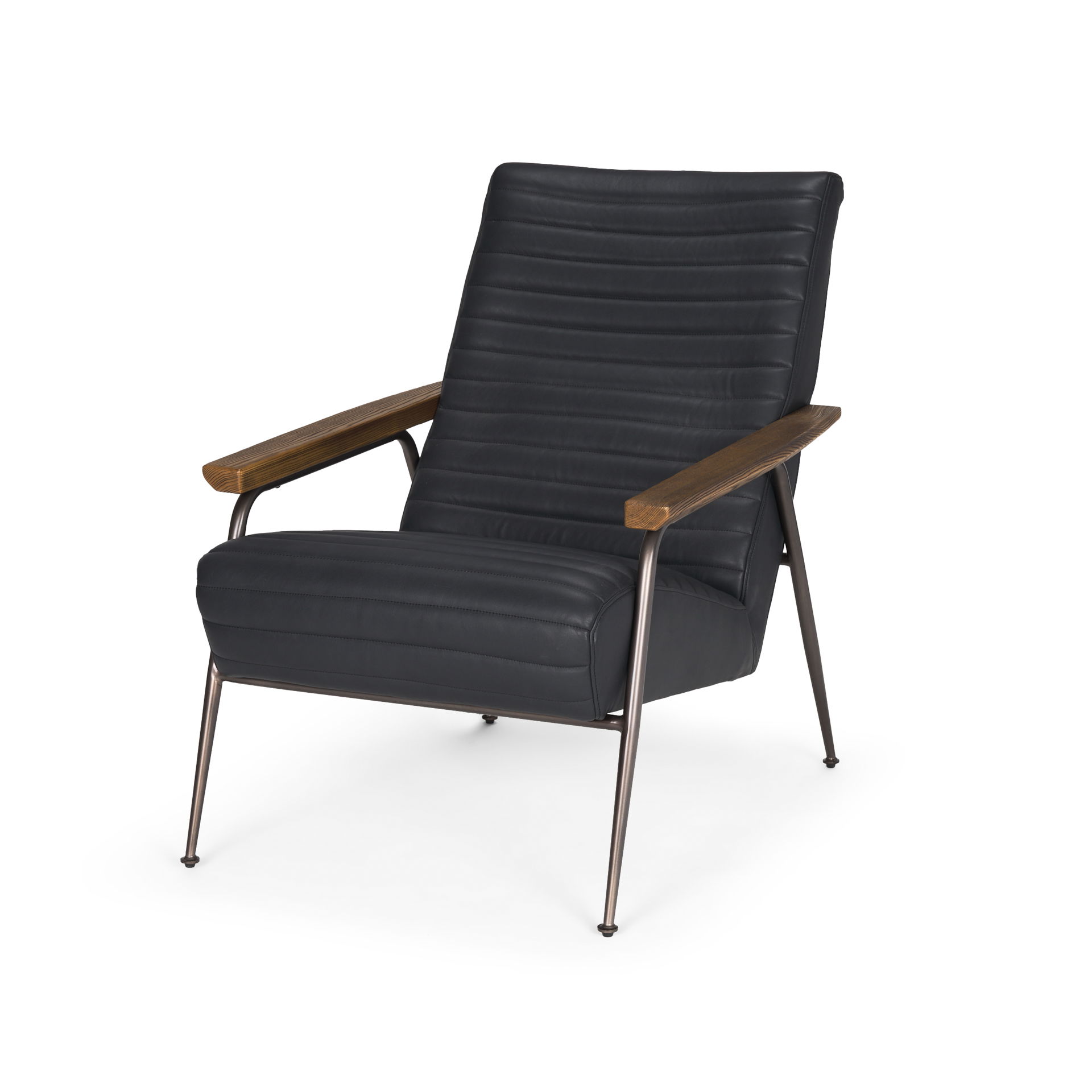 Grosjean Black Leather with Black Metal Frame Accent Chair large image 