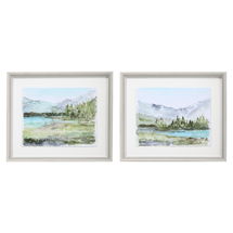 Online Designer Living Room Plein Air Reservoir Watercolor Prints, S/2 (Window Wall Art Option 1)