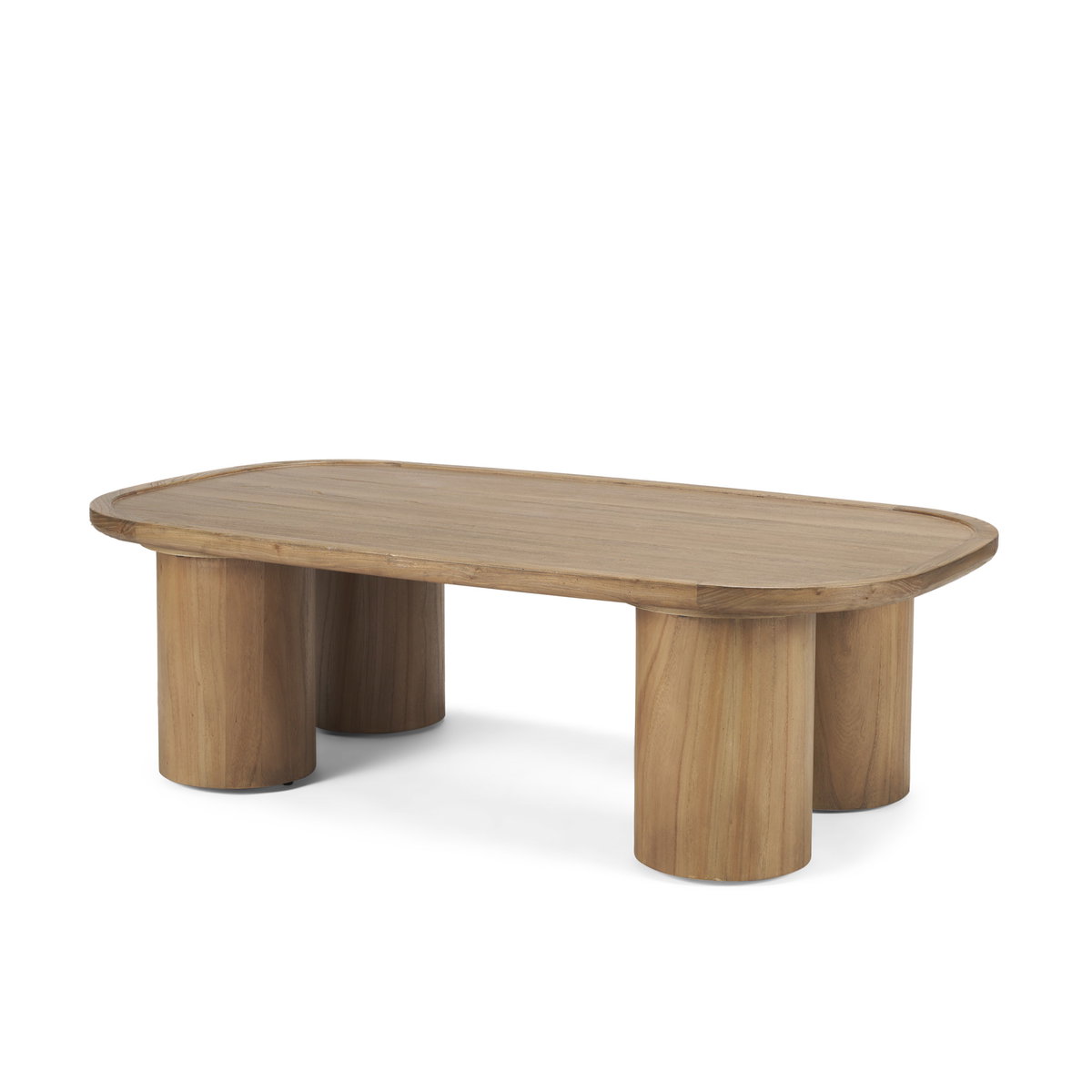 Tavi Rectangular Natural Brown with Column Legs Coffee Table, by Mercana, 55" length x 31.5" width x 16.5" height View 1