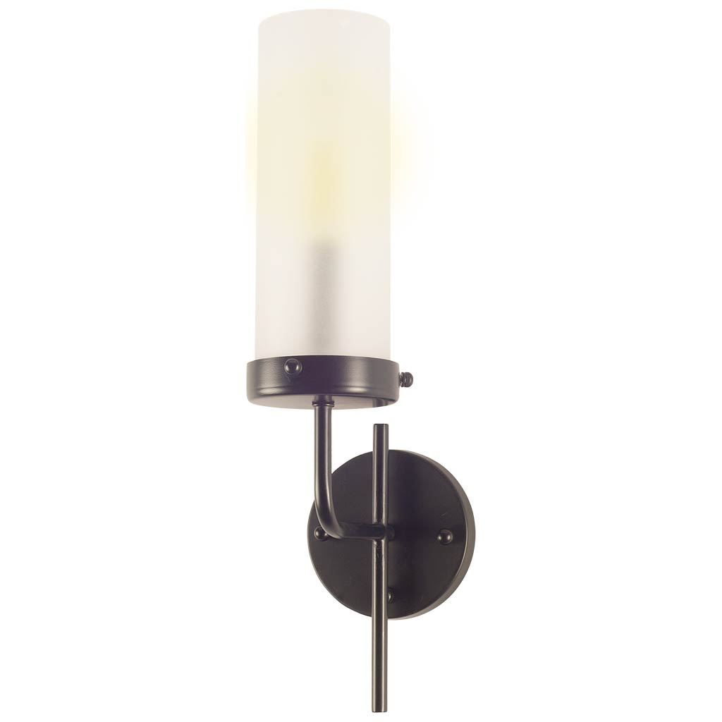 Bougeoir I I 8x20 Gray Metal Cylindrical Glass Shade Wall Sconce, by Mercana, 8" length x 4" width x 20" height View 1