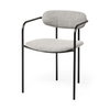 Parker Curved Back Dining Arm Chair | Gray Fabric with Black Metal, Dining Chair by Mercana, 21.65" length x 21.26" width x 28.74" height thumbnail 1