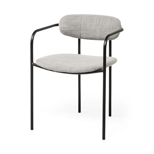 Parker Gray Fabric Seat Black Metal Dining Chair