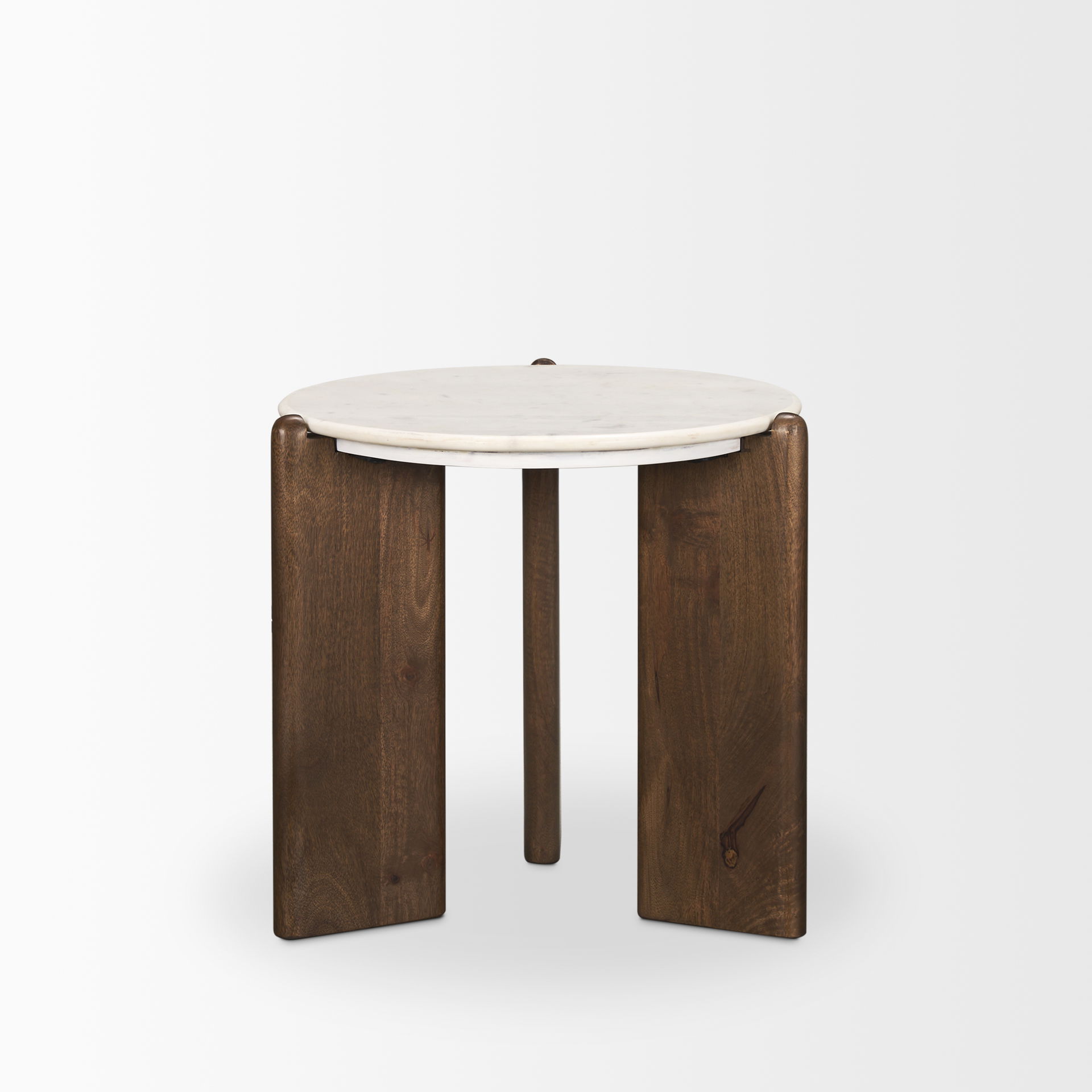 Rumer Dark Brown Wood with White Marble Side Table large image 