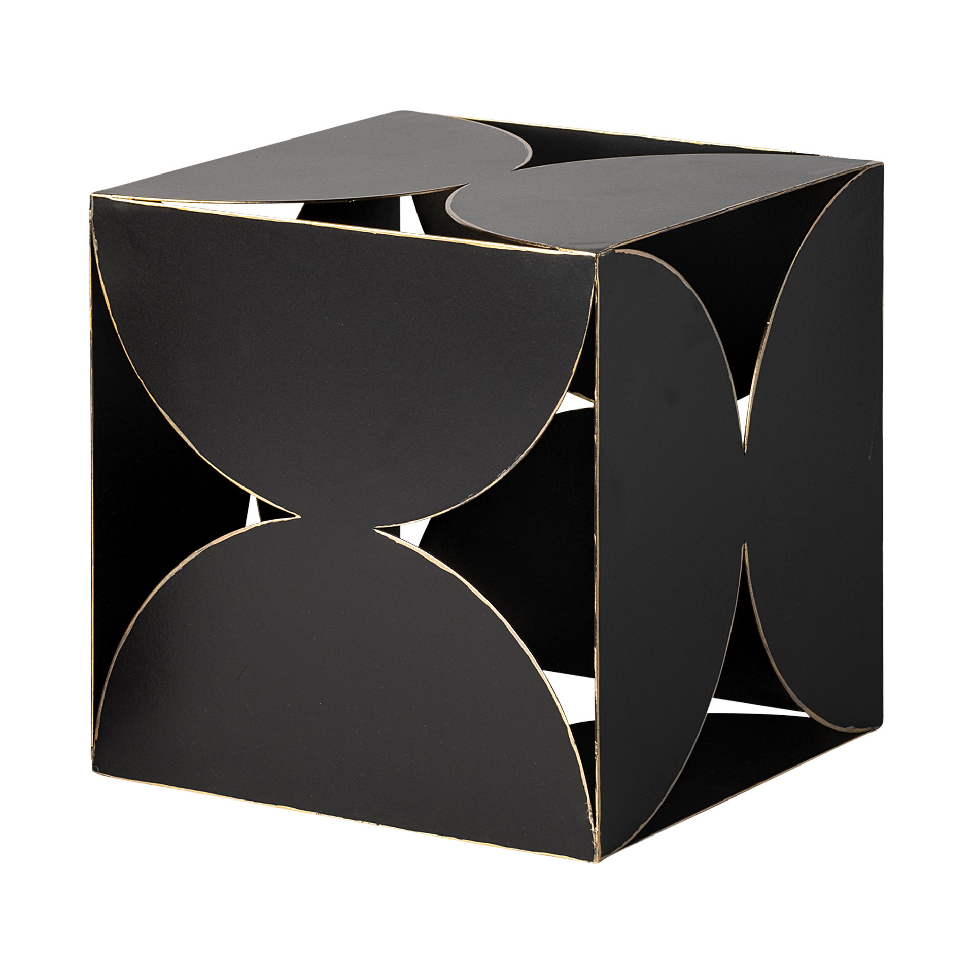 Darren (Large) 8L x 8W Black Metal Decorative Cube, Decorative Object by Mercana, 8.07" length x 8.07" width x 8.07" height View 1