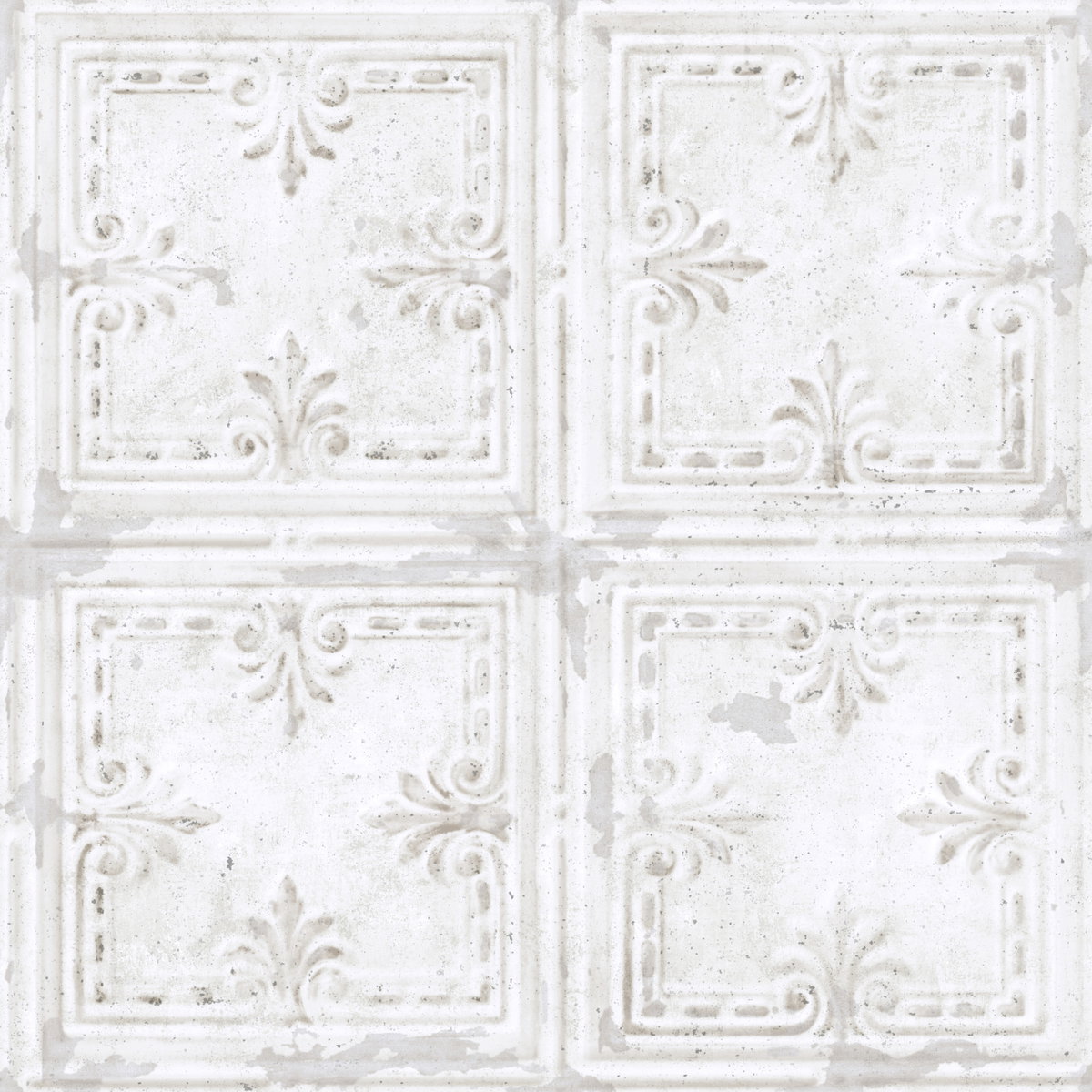 Tin Tile White Peel & Stick Wallpaper, by York Wall, 16'6" length x 1'8.5" width x 0.02" depth