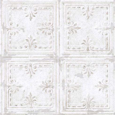 Tin Tile White Peel & Stick Wallpaper