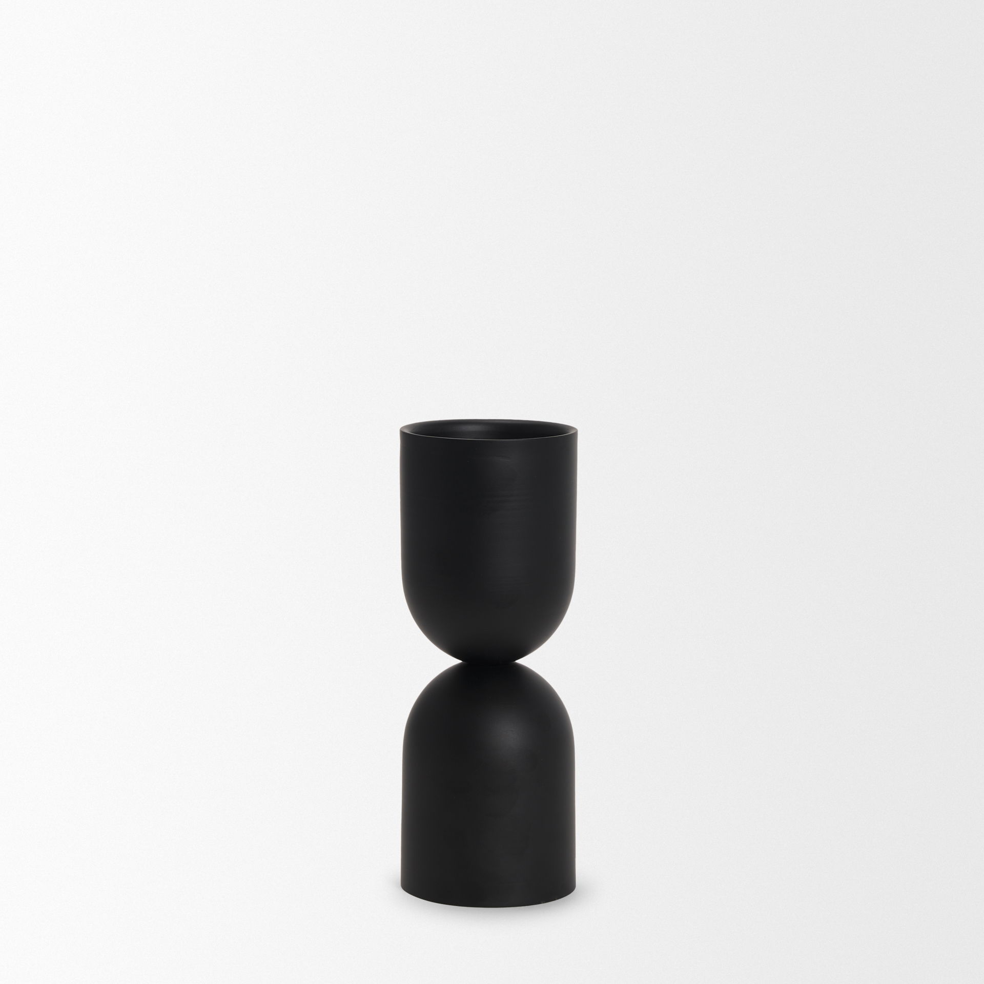 Qamra Short Black Metal Pillar Candle Holder large image 