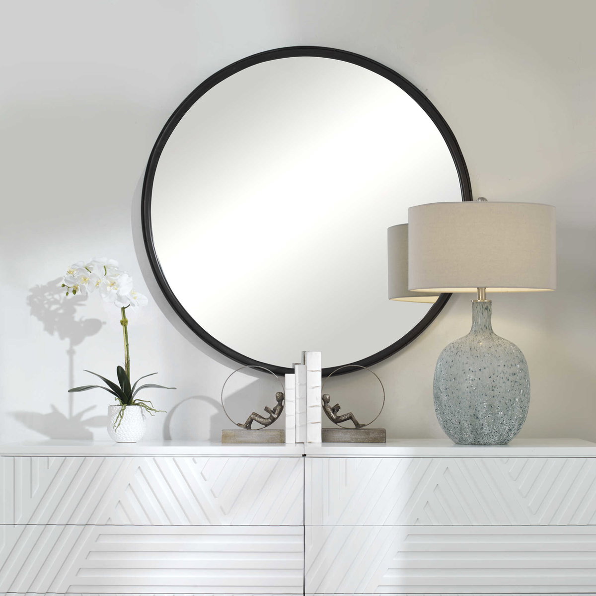Dawsyn Round Mirror, by Uttermost, 3'8" width x 3'8" height x 1.5" depth View 4